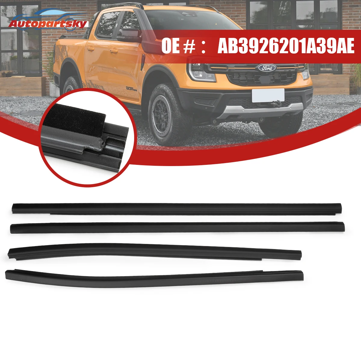 

Car Door Seal Strips Sticker Weatherstrip Rubber Seals Sound Insulation Sealing AB3926201A39AE For Ford Ranger Everest 2013-2022