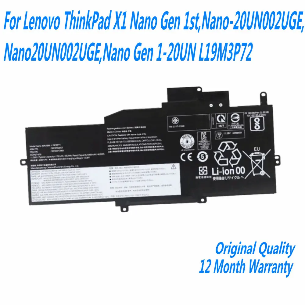 

NEW L19C3P71 Laptop Battery For Lenovo ThinkPad X1 Nano Gen 1st,Nano-20UN002UGE,Nano20UN002UGE,Nano Gen 1-20UN L19M3P72