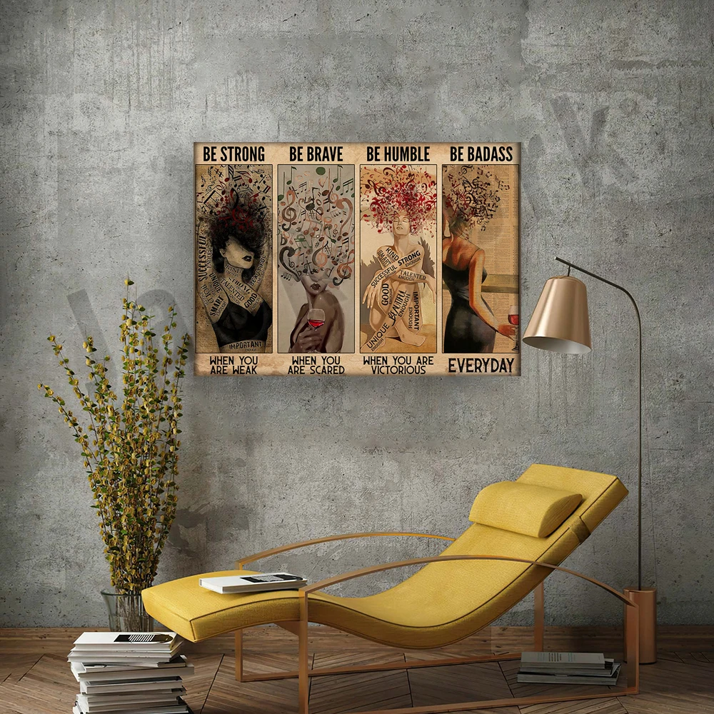 عشاق الموسيقى والنبيذ الملصقات الفتيات تكون قوية عندما تكون ملصقات ضعيفة جدار الفن يطبع ملصقات ديكور المنزل المعيشة #3