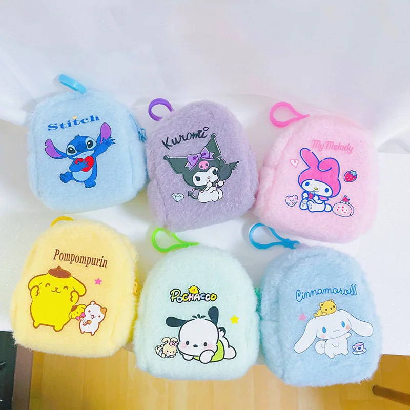 12 pcs/lot Sanrio Kuromi Melody Cinnamoroll Stitch Pencil Case Cute Pencil Box Coin Purse Stationery Pen Bag School Supplies