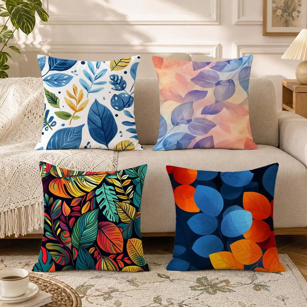 Element-artistic leavesS Cushion Cover Soft Square Throw Pillow Covers Set for Sofa Bedroom Car Home Decoration