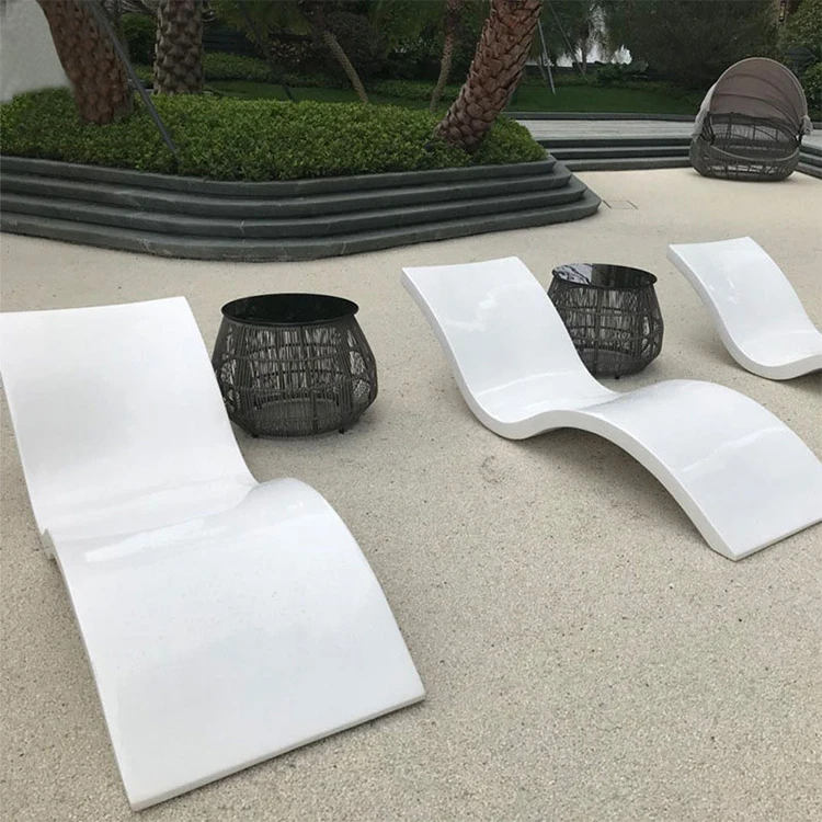 كرسي الشاطئ كرسي الشاطئ في الهواء الطلق الألياف الزجاجية الأبيض كرسي الشاطئ لحمام السباحة #6