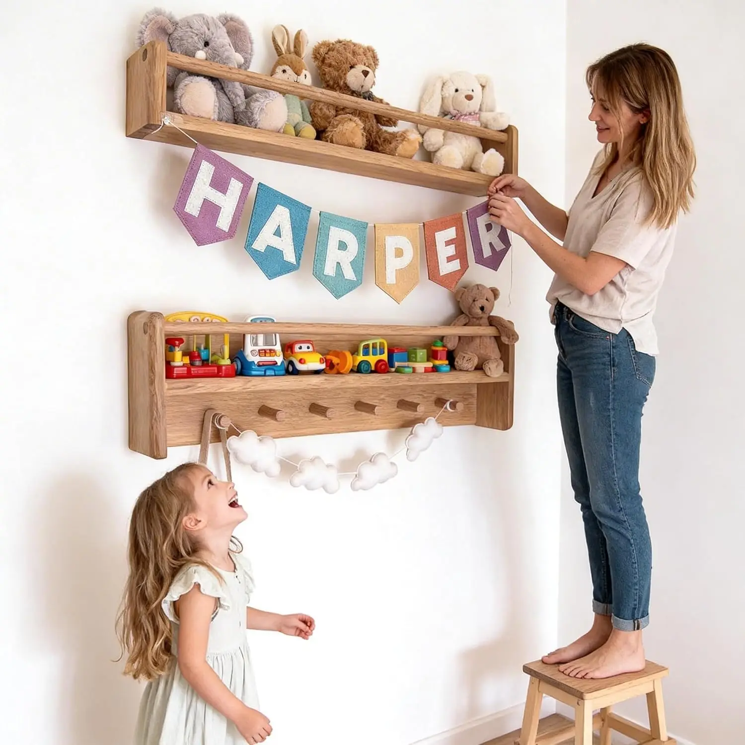 Personalised Felt Name Bunting Banner Handmade Pink Nursery Decor Custom Kids Room Wall Garland Girls Bedroom Decoration Gift