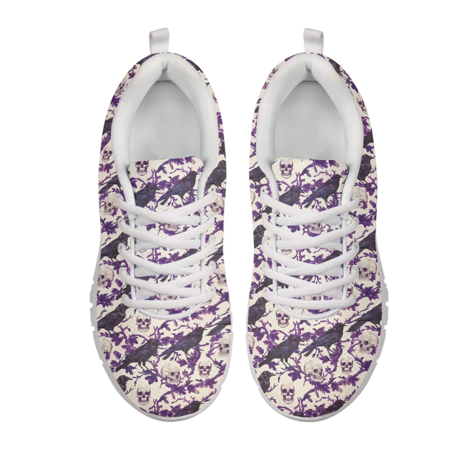 Coloranimal Skull Raven Design Breathable Hiking Shoes Women Running Shoes Sports Tennis Shoes for Womens Ladies