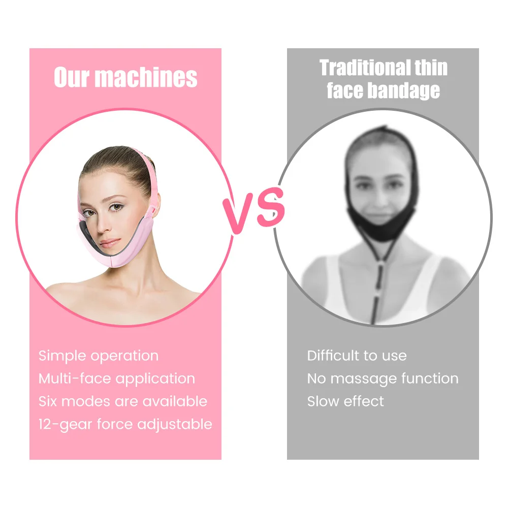 جهاز تجميل كهربائي لشد الوجه على شكل حرف V 6 أوضاع و12 مستويات EMS مايكرو الحالي لشد الوجه مدلك إزالة الذقن المزدوجة للعناية بالبشرة #3