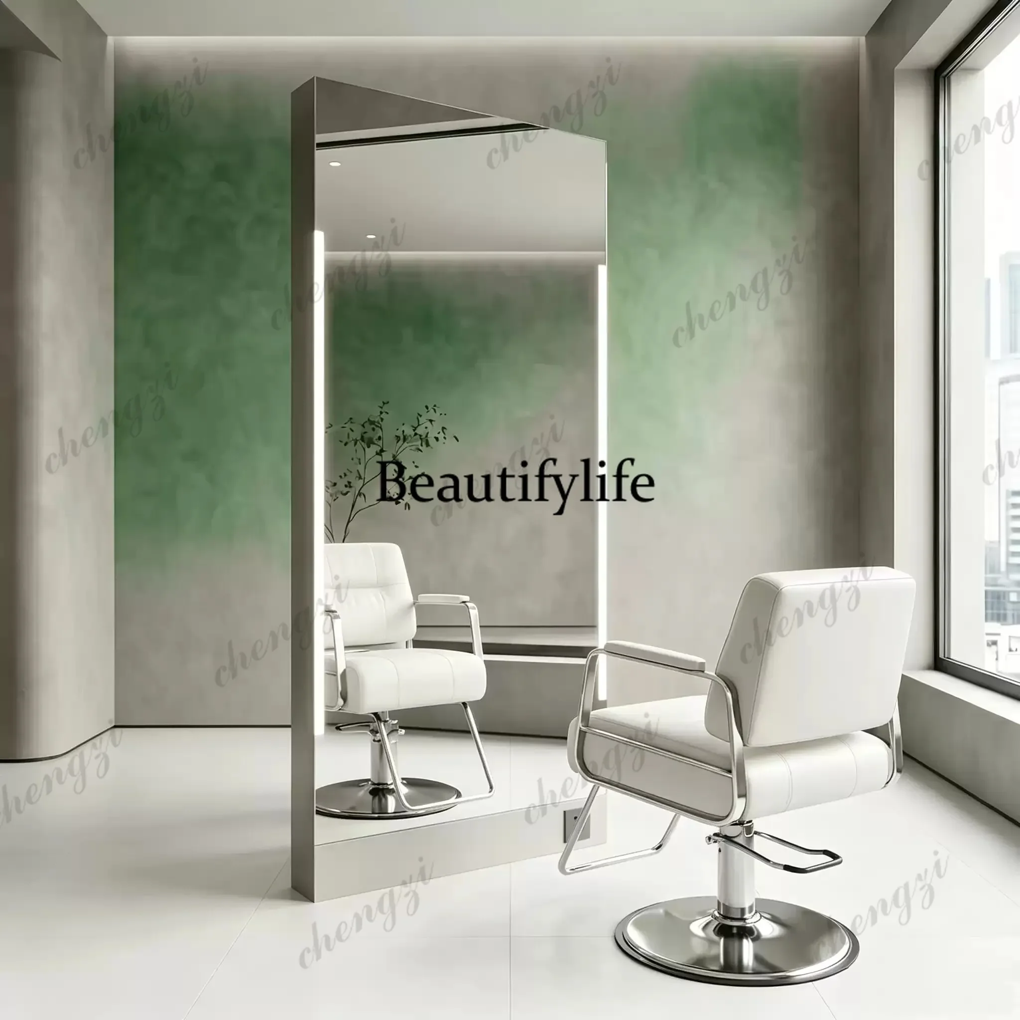 h178New barber shop, dedicated to hair salon, mirror table, single and double floor, stainless steel mirror