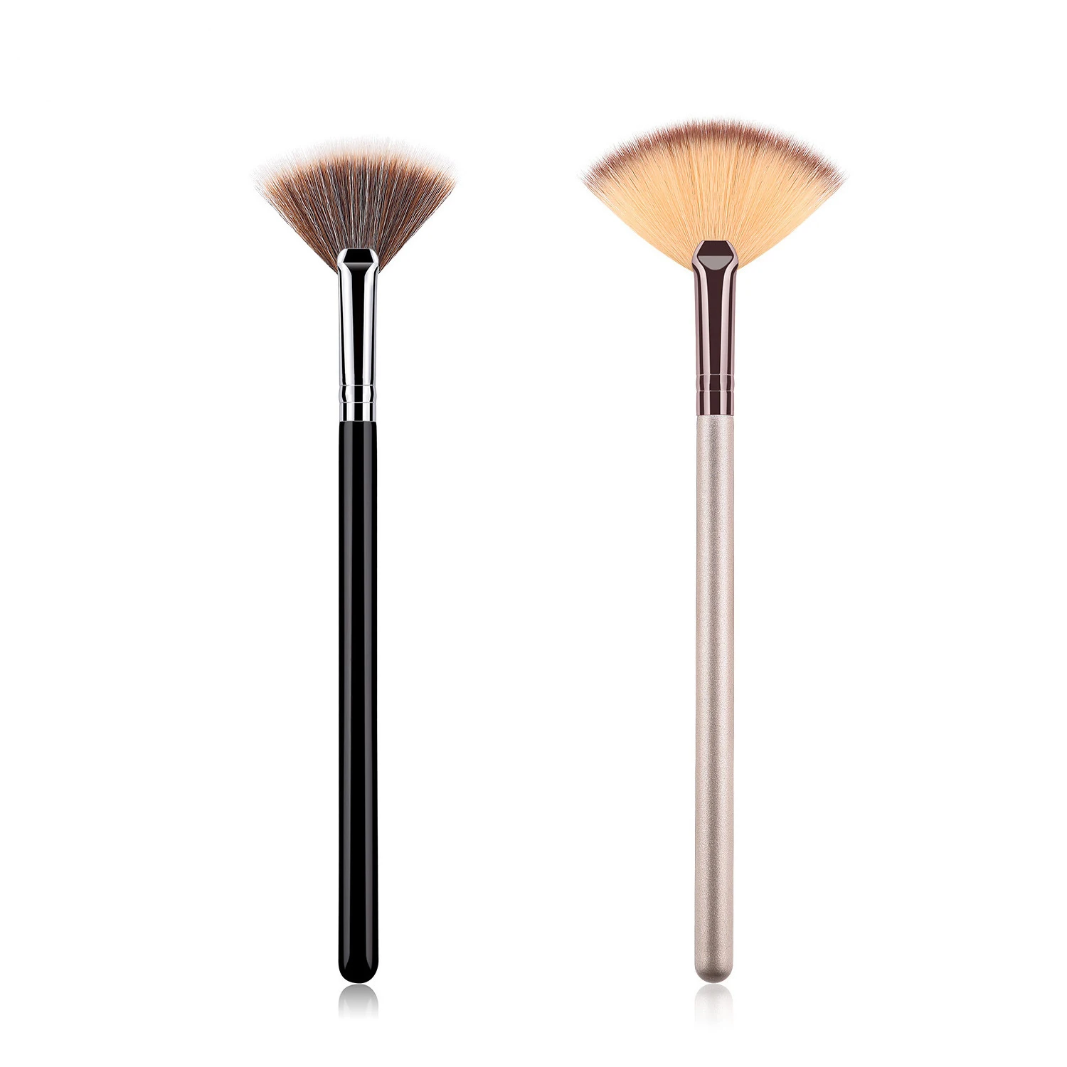 1 Pcs Professional Fan Makeup Brush Blending Highlighter Contour Face Loose Powder Brush champagne Gold Cosmetic Beauty Tools