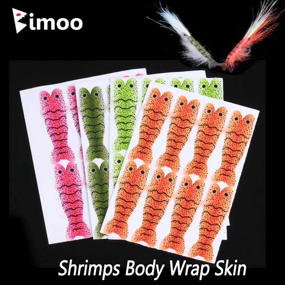 Bimoo 2/4 Sheet Pre-Cut Realistic Shrimps Backing Body Wrap Skin Shrimps Scuds Nymph Fly Tying Material Trout Fishing Lures Bait