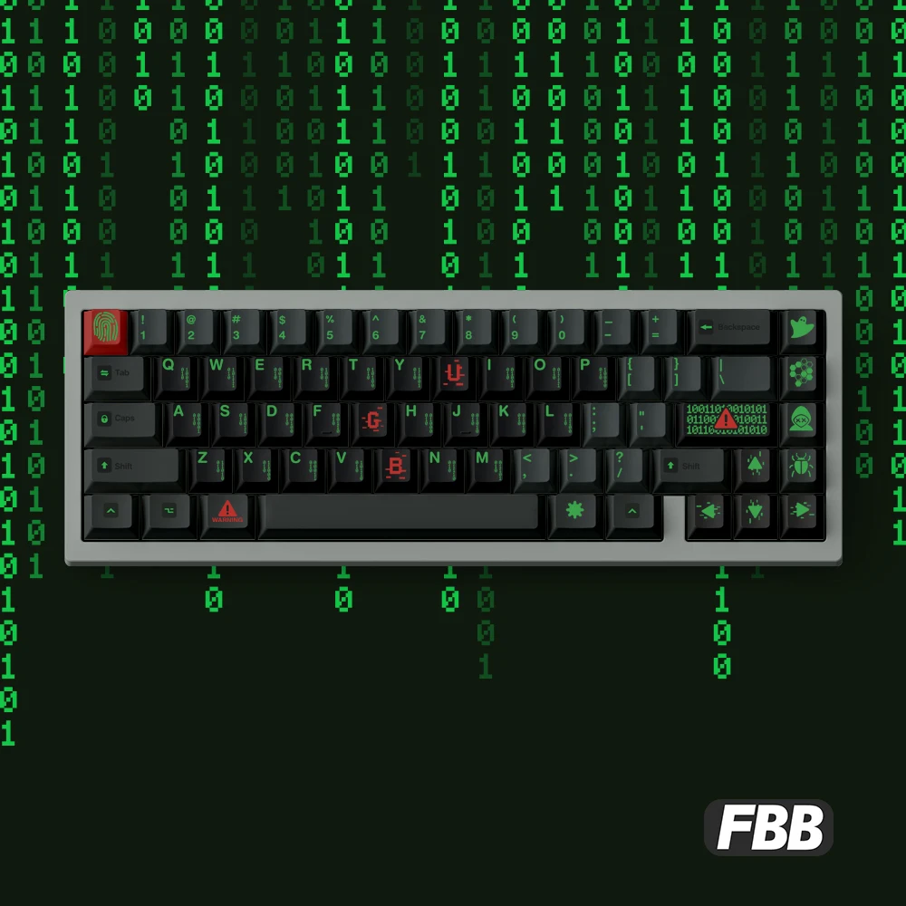 FBB คีย์แคปแฮกเกอร์แบบดั้งเดิมห้าด้าน PBT คีย์บอร์ดแบบกลไกแบบกำหนดเองแกนแม่เหล็กสีดำ DIY