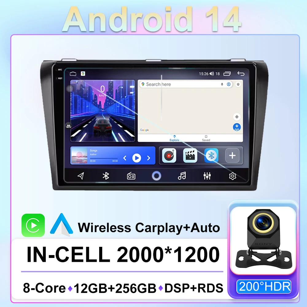 

Android 14 Car Radio For Mazda 3 2004 2005 2006 2007 2008 2009 Multimedia Player Carplay Stereo GPS 4G 2 din DVD BT Head Unit