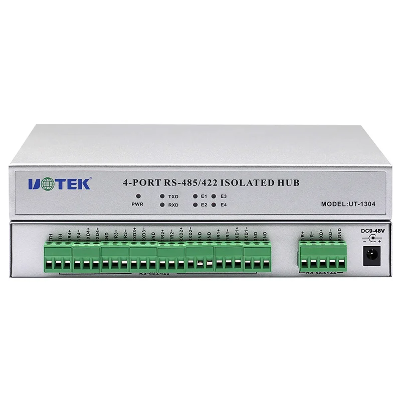 UOTEK Industrial RS-485 RS-422 to RS485 RS422 4 Ports Hub with Optoelectronic Isolation Half Duplex UT-1304