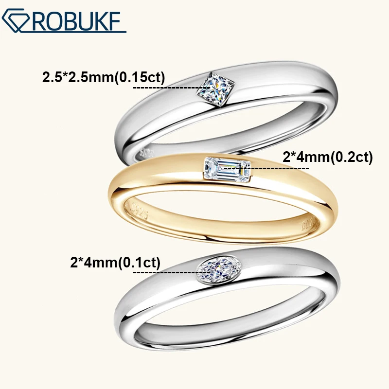 

D Color VVS Moissanite Rings For Women Emerald/Princess/Oval Cut Lab Diamond S925 Silver Plated 18k Gold Wedding Band Jewelry