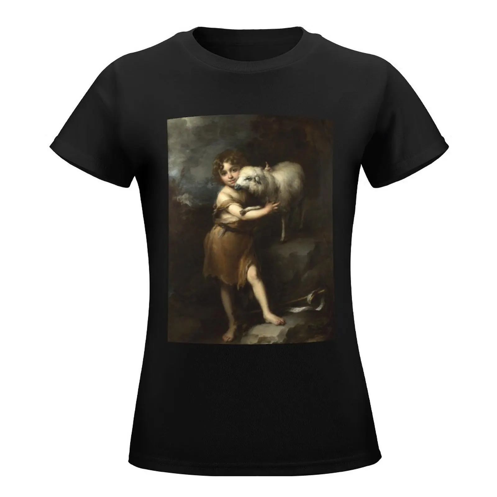 Bartolome Esteban Murillo - The Infant Saint John With The Lamb T-Shirt cute tops shirts graphic tees summer top Women clothes