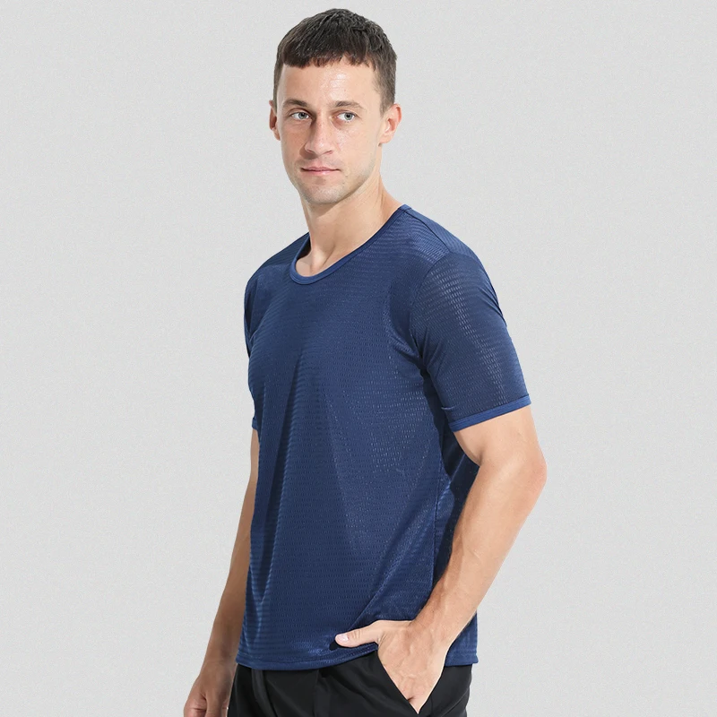 5PCSSالصيف الحرير الجليد سلس الرجال قصيرة الأكمام بلون جولة الرقبة نصف كم تي شيرت، الصيف رقيقة أعلى، طبقة القاعدة، سليم