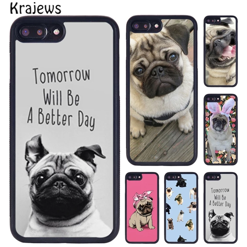 Krajews CUTE PUPPY PUG DOG MOPS Phone Case For iPhone 16 15 14 X XR XS 11 12 mini 13 Pro MAX Plus cover shell coque