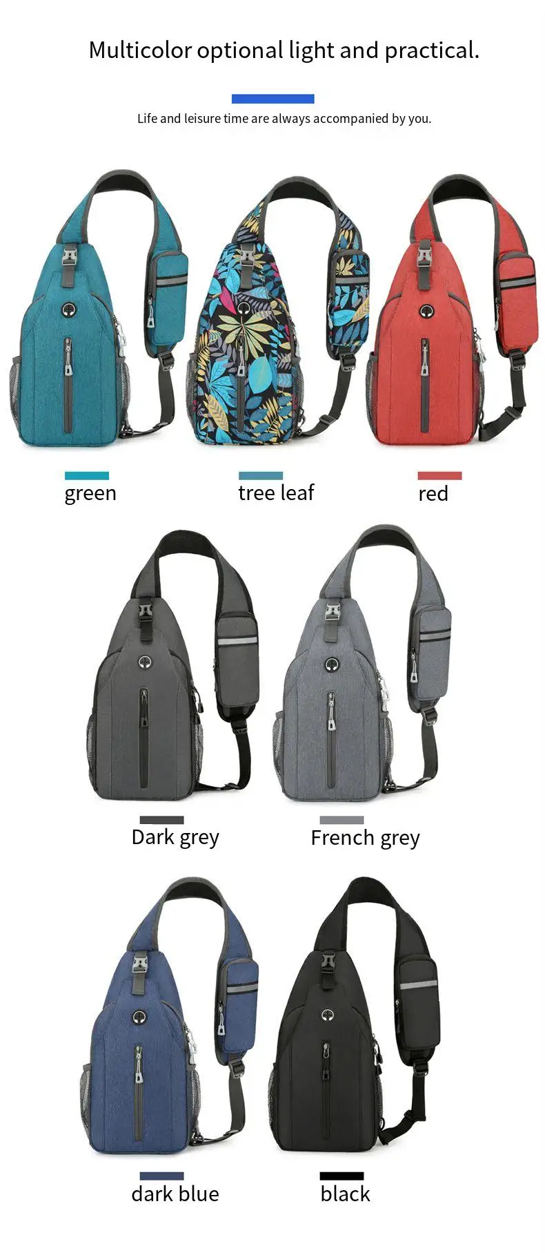 حقيبة صدر عصرية للرجال في الهواء الطلق حقيبة كتف مفردة طباعة مقاومة للاهتراء مقاومة للخدش طارد للماء حقيبة كروسبودي #6