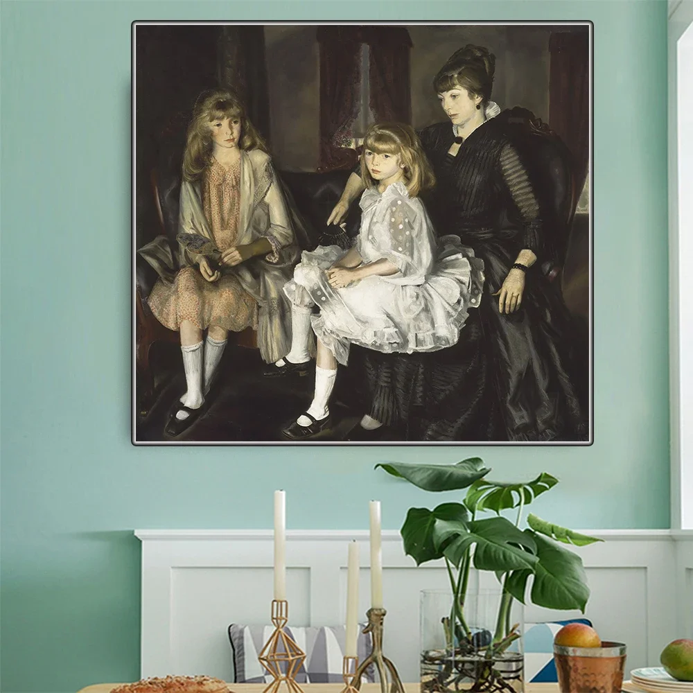 سيتون جورج منفاخ 《إيما وأطفالها، 1923》لوحة فنية مطبوعة بالزيت من القماش صورة فنية ديكور جدران حديث ديكور منزلي