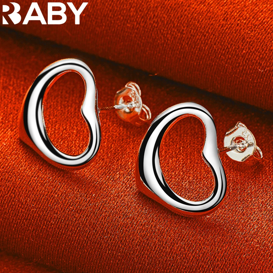 

URBABY 925 Sterling Silver Heart Stud Earrings For Women Fashion Romantic Jewelry Charm Party Engagement Wedding Accessories