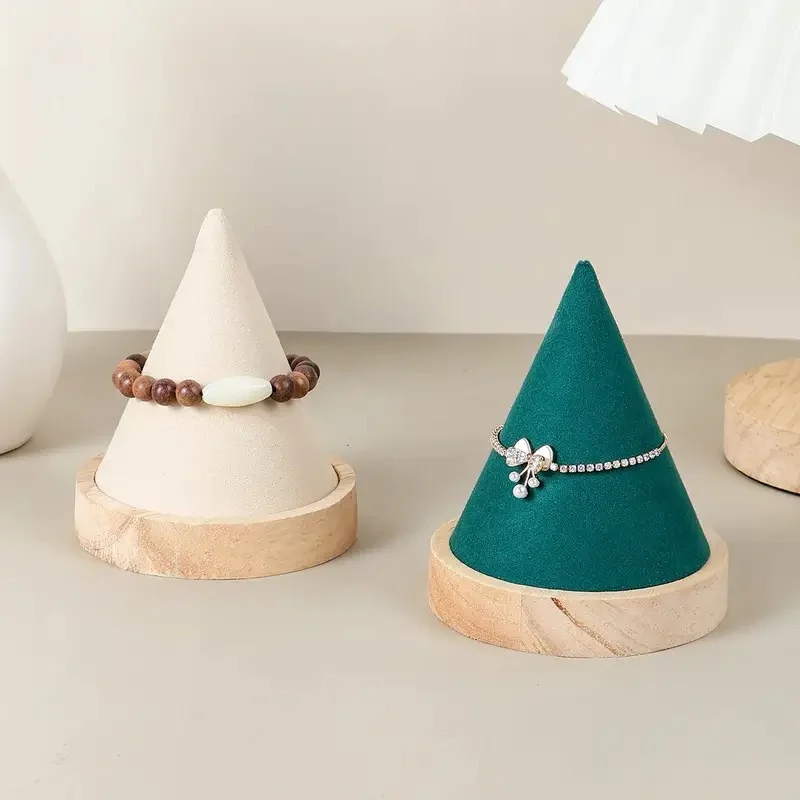 

Creative Wood Cone Bracelet Display Stand Ring Bangle Anklet Chain Necklace Jewelry Storage Rack Holder Jewellery Showcase Props