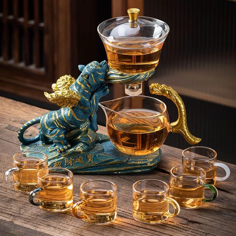 

Автоматический стеклянный чайный сервиз для домашнего использования - прозрачный термостойкий чайник кунг-фу