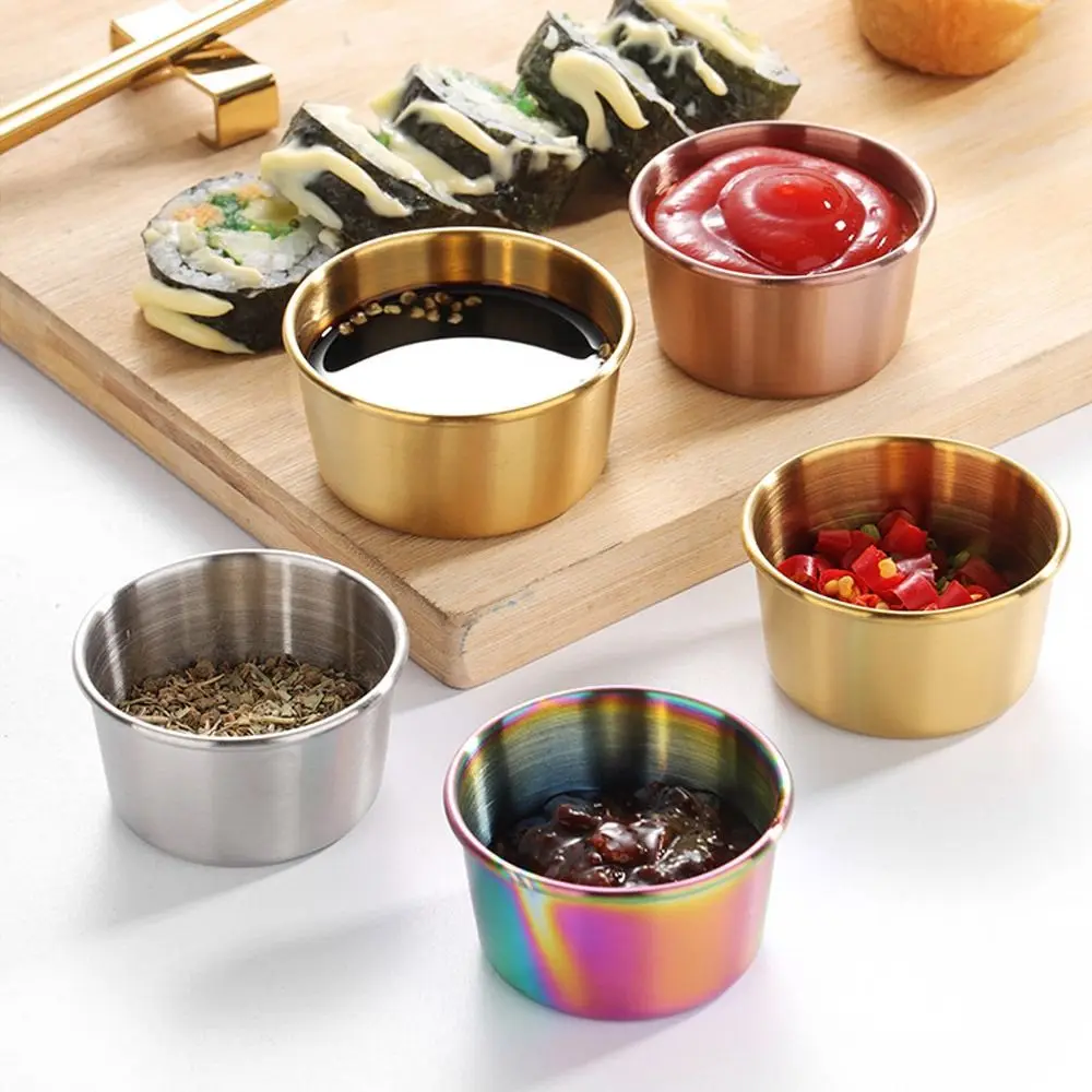 Stainless Steel Sauce Cup Seasoning Dishes Sushi Dipping Bowl Spice Dishes Salad Sauce Container