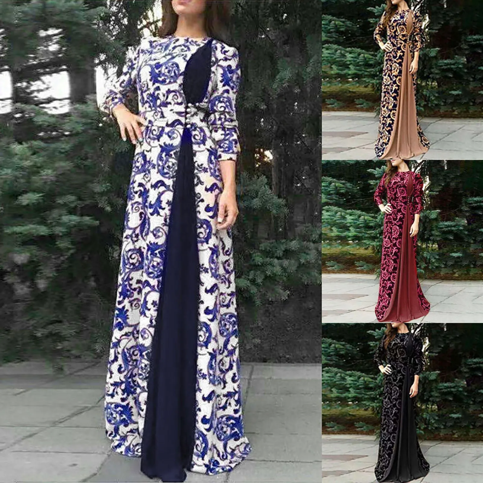 Abayas muçulmanas impressas para mulheres, robe modesto de Dubai, roupas islâmicas, vestidos longos elegantes de Turquia, verão