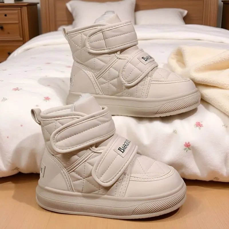 

Новинка 2026, детские непромокаемые ботинки с термоизоляцией, пухлые теплые зимние ботинки с подкладкой из искусственного меха для детей