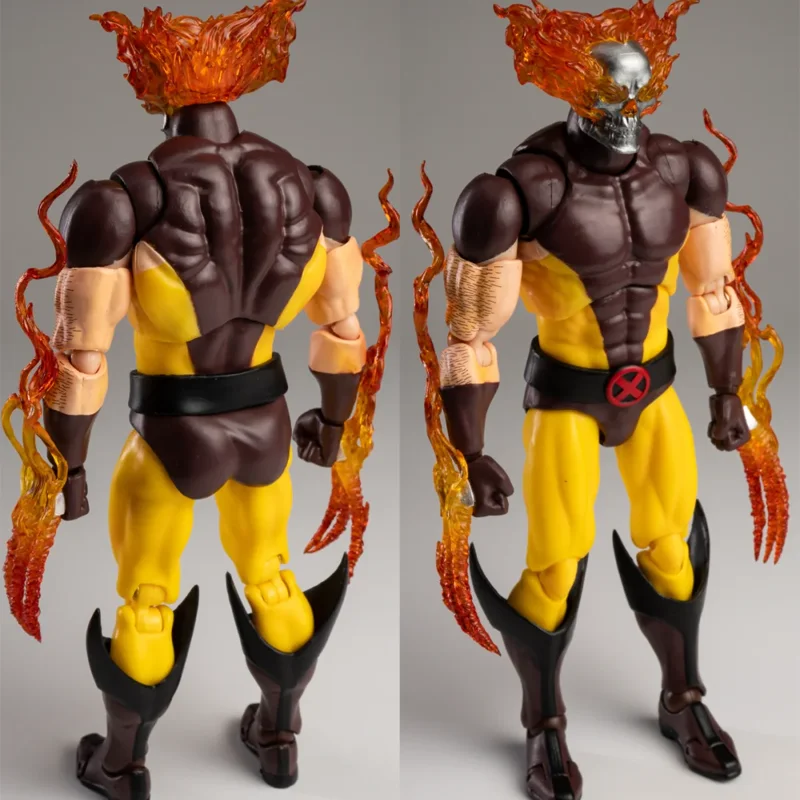 CT Toys X-Men Logan Hellfire Ghost Rider Wolverine Posable Action Figure With Fire Skull Head Flame Claw Accessories Collectible view 3
