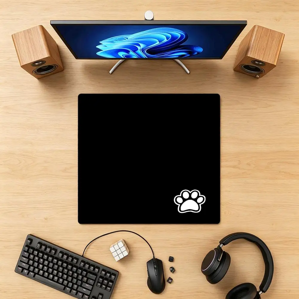 

Solid Color Paw Print Gaming Mouse Pad, Stitched Edge Non‑Slip Large Desk Mat