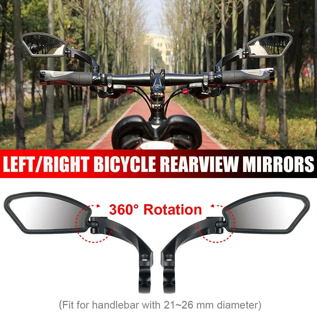 Adjustable 360 Degree Rotation Wide Range Left Right Bicycle Rear View Mirror Bike Cycling Handlebar Back Sight Reflector