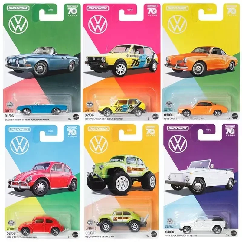 Voiture Matchbox Originale Commémoration des 70 Ans pour Enfant, Véhicule en Alliage Moulé Sous Pression, Volkswagen Les Beatles, Benz, Bugatti,