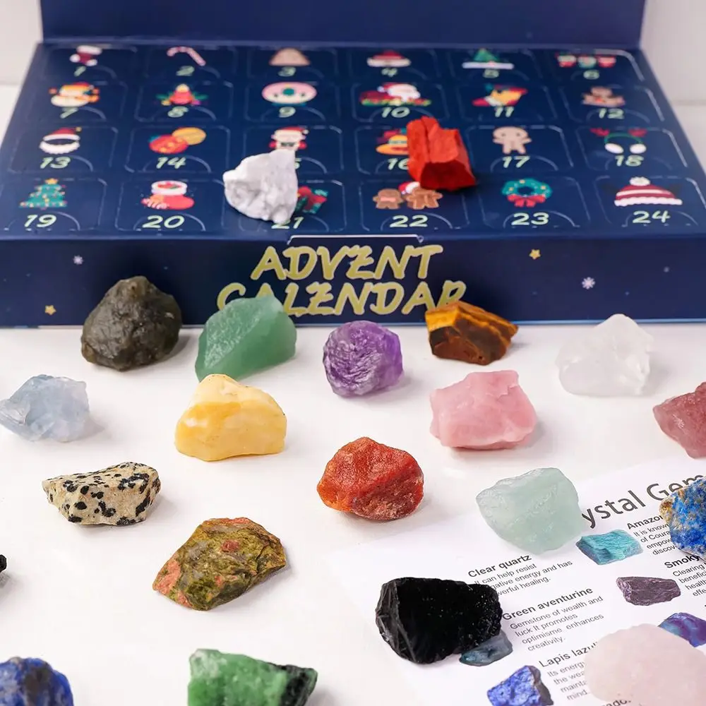 24Pcs 24 Boxes Christmas Crystal Advent Calendar Natural Stones Polished Gravel 24 Days Countdown Toys Surprise Positive Energy - Image 3