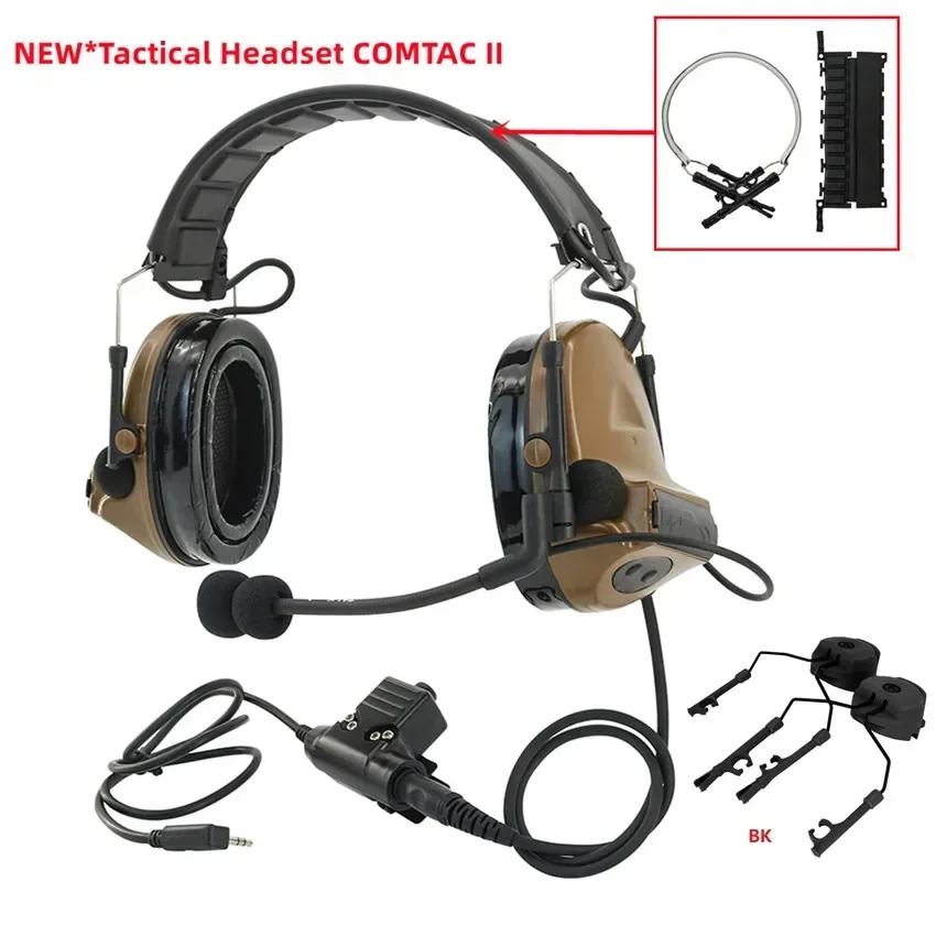 Tactical Headset COMTA II Silicone Earmuffs Noise Canceling Sound Pickup Hearing ProtectionC2 Airsoft Shooting COMTA Headset