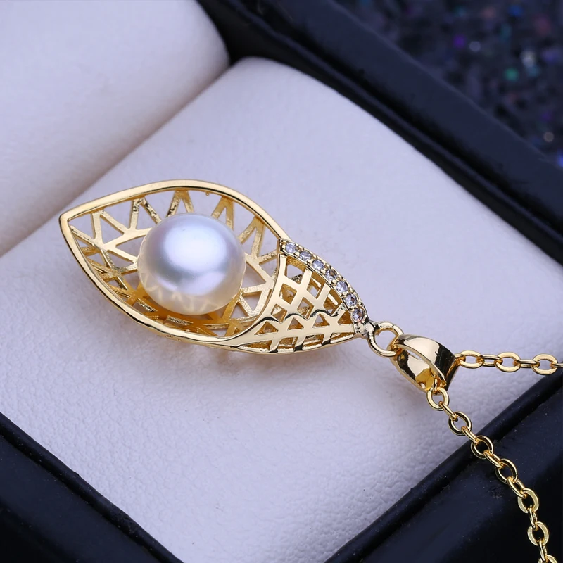 FENASY Natural Freshwater Pearl Necklaces For Women Gold Color Flower Pendant With Chain Party Jewelry Anniversary Gift