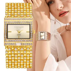 Orologio al quarzo quadrato da donna UTHAI W25 Fashion Brand Light Luxury bracciale in acciaio inossidabile orologi da polso intarsiati con diamanti da ragazza