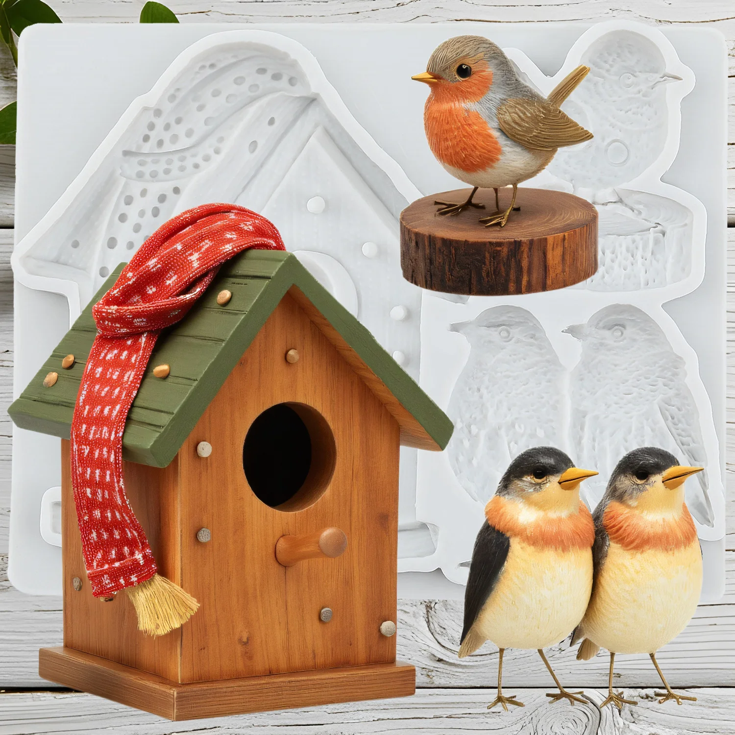 Bird Silicone Mold Bird House Fondant Cake Decorating Tools Cupcake Topper Candy Sugar Craft Gum Paste Polymer Clay