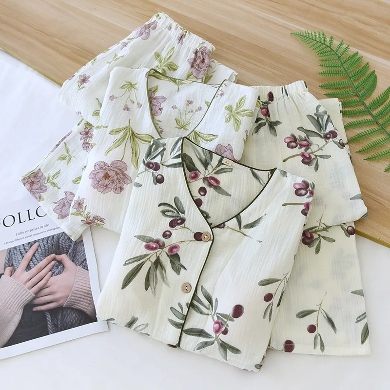 

Pure Cotton Pajamas For Women's Spring And Autumn Long Sleeved Long Pants 2024 New Home Clothing Set