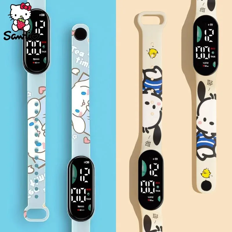 Pochacco ساعة سانريو اكسسوارات كورومي ساعة سينامورول Led ساعة إلكترونية مرحبا كيتي أنيمي الشكل طالب الأطفال هدية #1