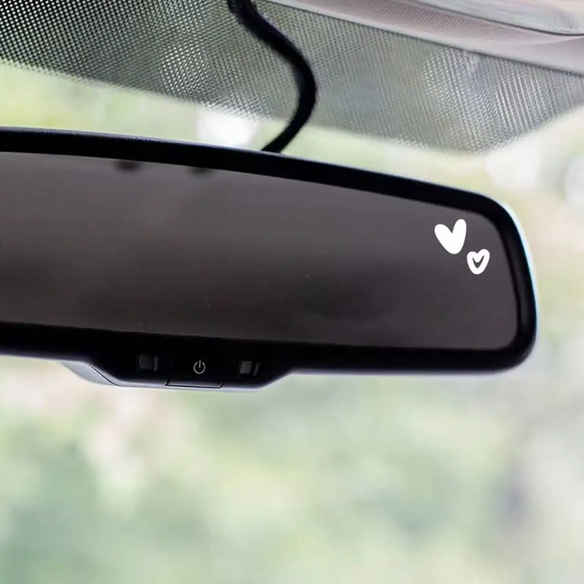 Small White Hearts Car Sticker, Cute Simple Design, Rearview Mirror Decor
