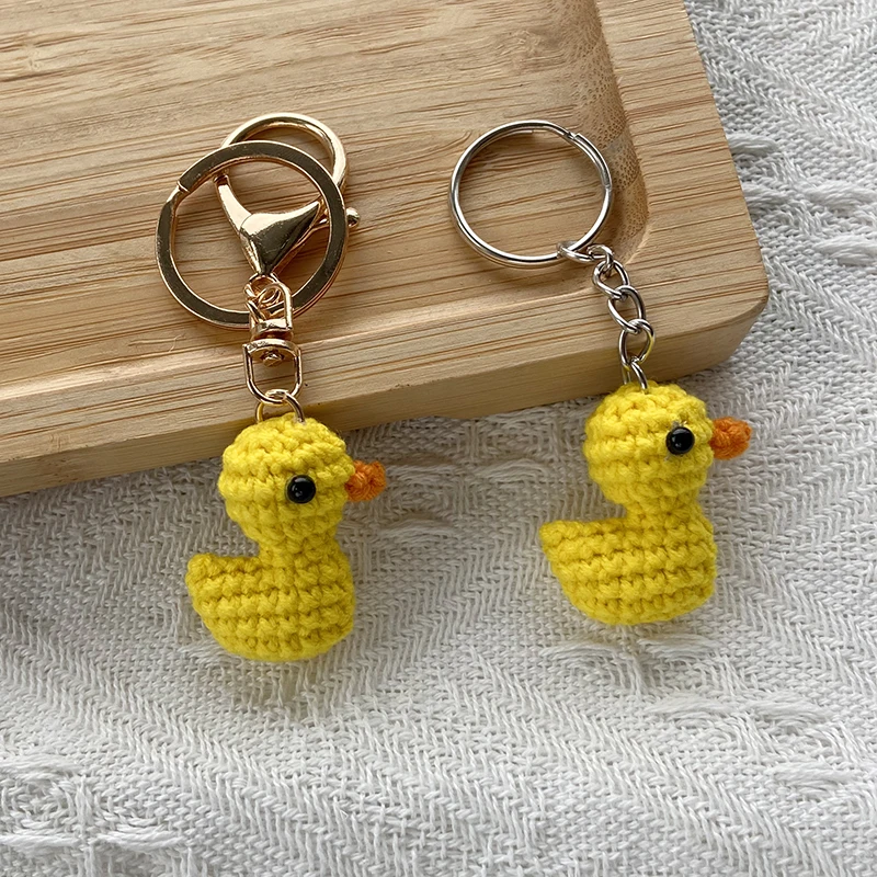 2PCS/Lot Yellow Duck DIY Mini Cute Duck Knitted Keychain Gift