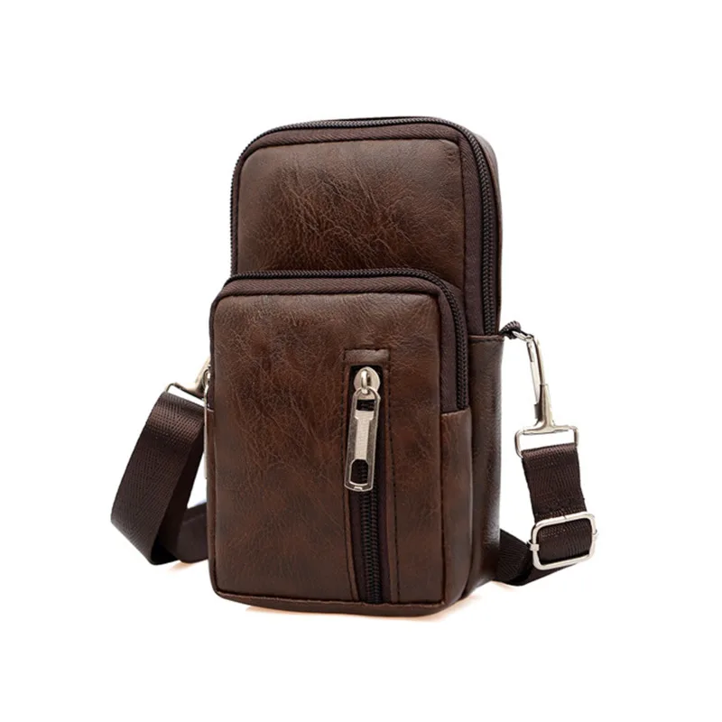 Sacs de taille en cuir PU pour hommes, sacs de téléphone en poudre, sac à main pour hommes, petit sac de poitrine, sac de ceinture initié, sacs à bandoulière tendance, sac à main