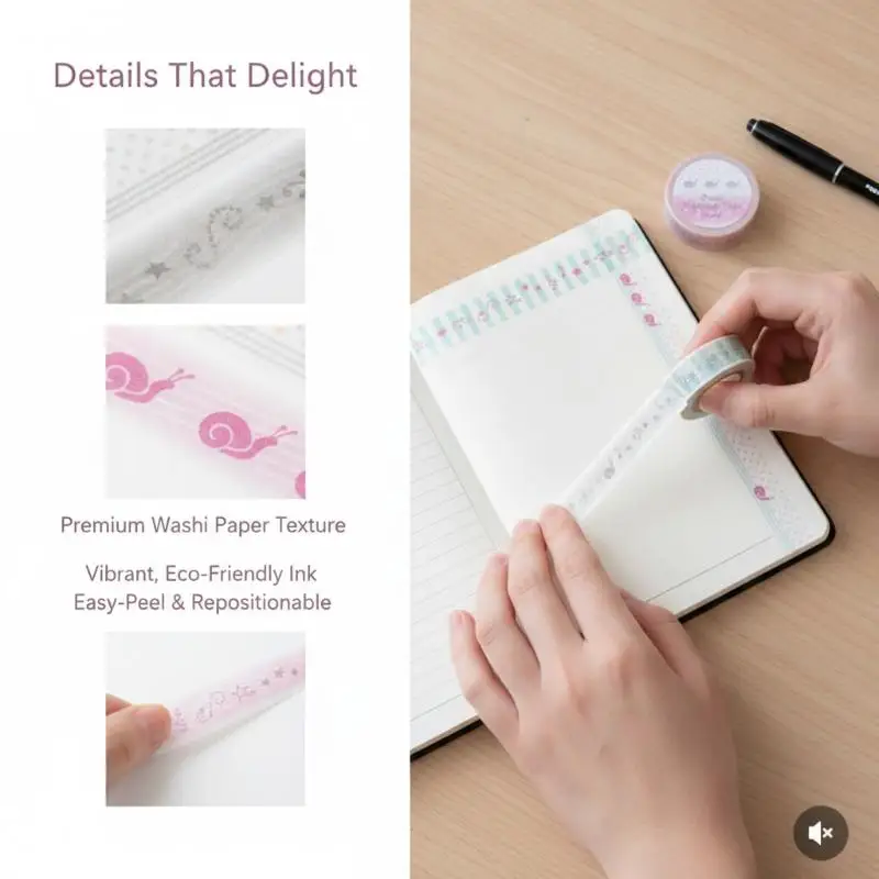 Cute Snail Musical Notes Decorative Masking Tape Hand Account Decorative Planner DIY School Stationery Stickers