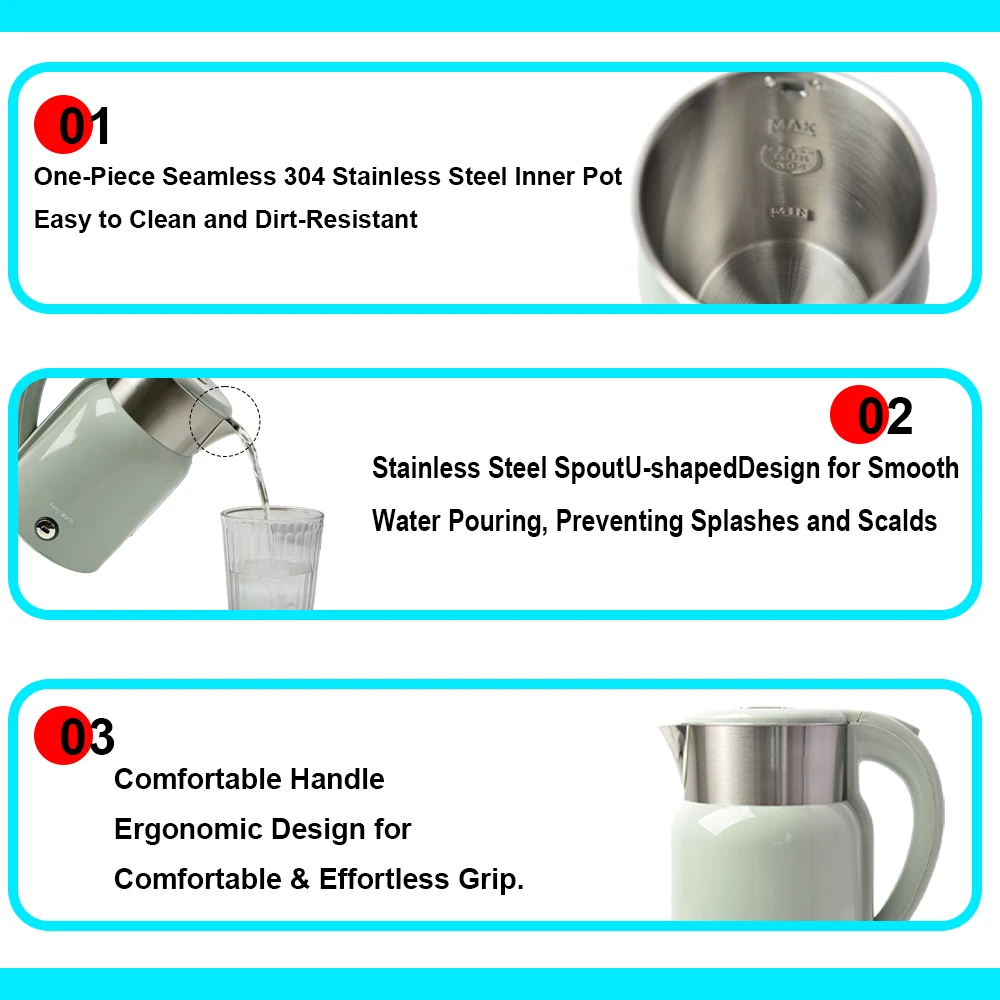 2.0L 304 Stainless Steel Constant Temperature ElectricKettle with One-touch Temperature Maintenance Function, Electric Tea Maker