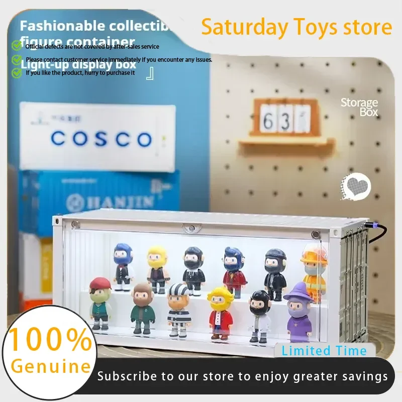 

Container-Shaped Luminous Display Box Storage For Dolls Action Figures Toys Blind Box Figurines Model Display Cabinet Blind Box