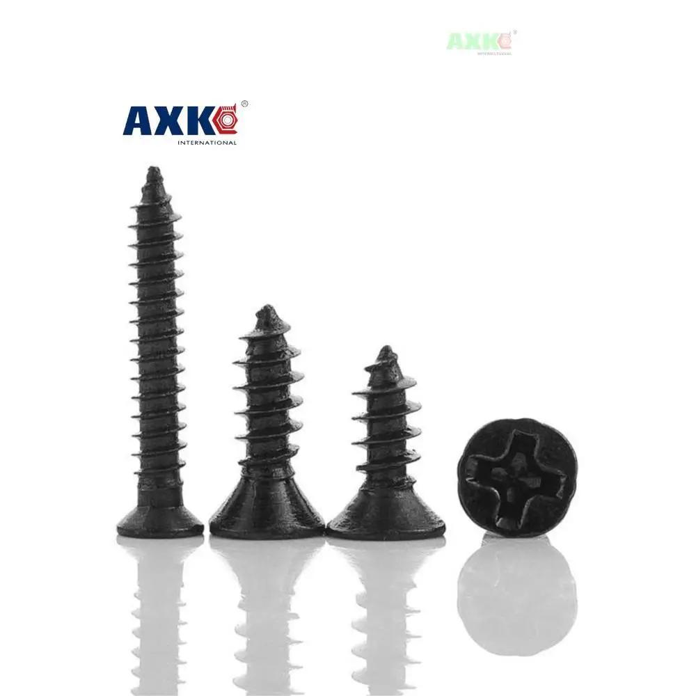 100pcs/lot M1.2 M 1.3 M1.4 M1.5 M1.6 M1.7 1.8 M2.2 2.5 2.6 Black Carbon Steel Phillips Flat Countersunk Mini Self-tapping Screw