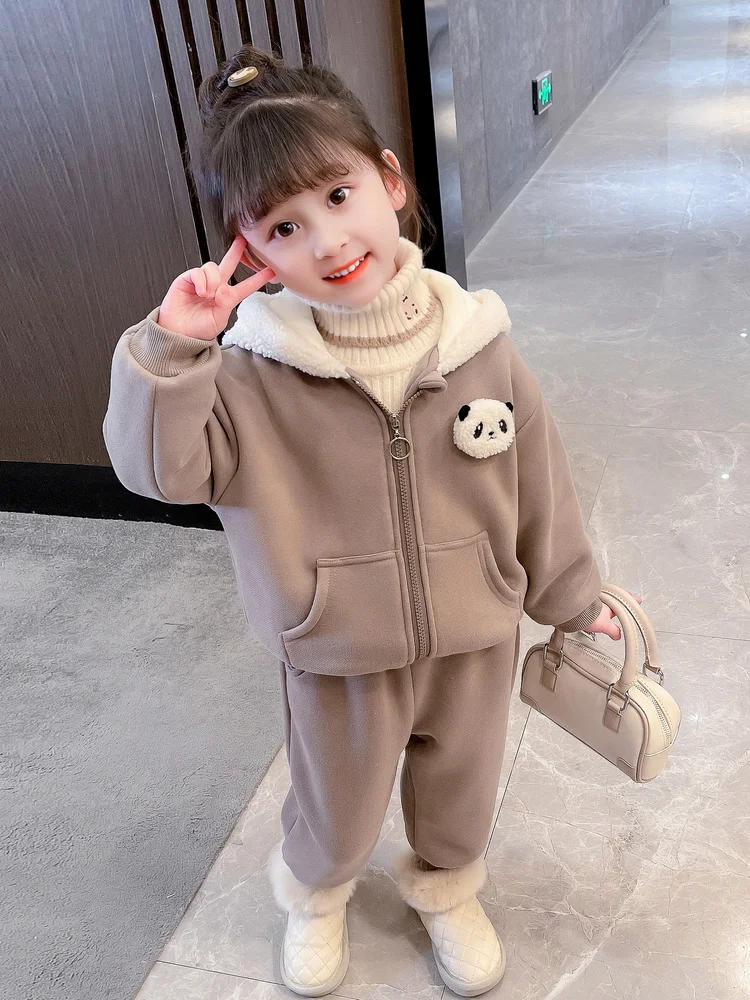 

Комплект для девочек Thiened Fce: осенне-зимний, новый модный свитер, спортивная одежда для малышей, зимний костюм