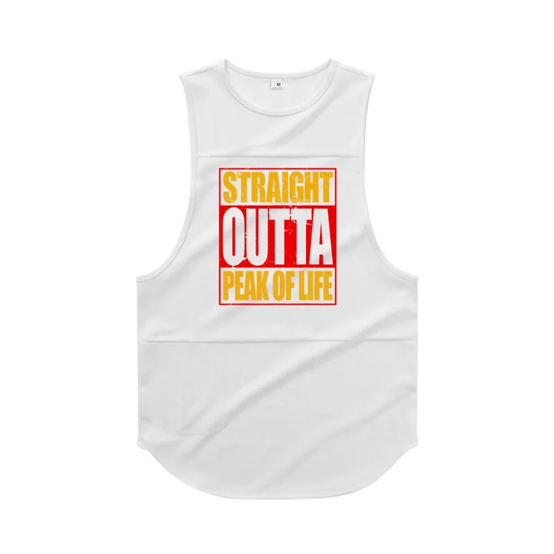 Straight Outta Peak of Life Print Sport Tank Tops Summer Mesh Breathable Quick Dry Shirts Gym Bodybuilding Mens Fitness Singlets