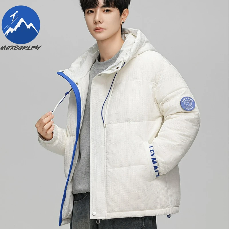 เสื้อแจ็คเก็ตพัฟเฟอร์ Maxbarley แบบยูนิเซ็กซ์ สีพื้น สำหรับเดินป่า ท่องเที่ยว น้ำหนักเบา สไตล์คลาสสิก มีฮู้ด บุด้วยขนเป็ดหนา สำหรับฤดูหนาว