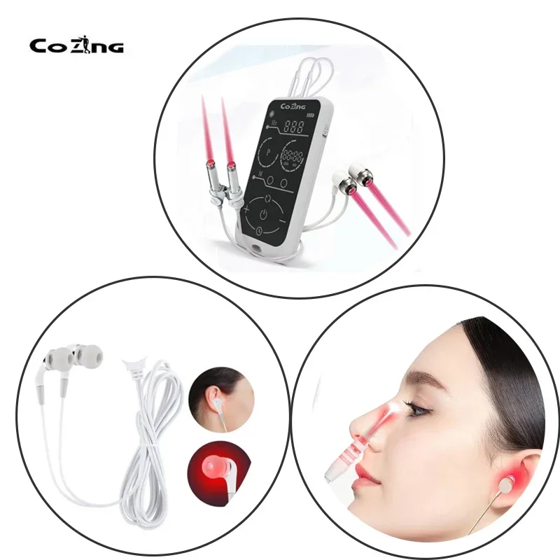 2.0 Upgrade Rhinitis Sinusitis Cure Ear Ringing Relieving 2 in 1 Low Frequency Pulse Laser Ear Nose Massage Care Therapy Machine