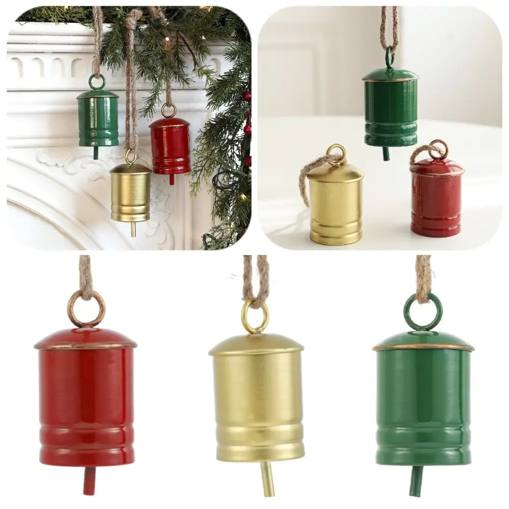 

Creative Christmas Bell Pendant Exquisite Antique Christams Cow Bells with Hanging Rope Crisp Sound Metal Hanging Bells
